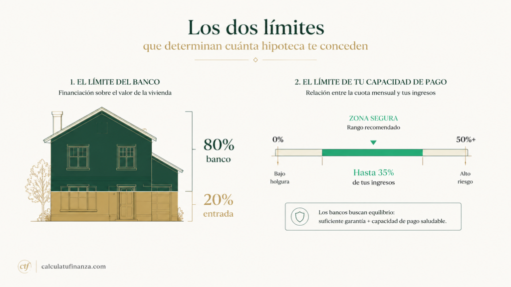 Los dos límites de una hipoteca: el 80% que financia el banco y la proporción de la cuota sobre tus ingresos