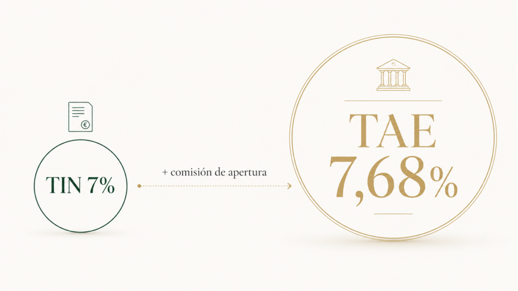 Diferencia entre el TIN y la TAE de un préstamo personal: la comisión de apertura eleva el coste real