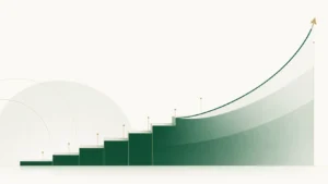 Escalera de aportaciones constantes que se transforma en una curva de crecimiento del ahorro