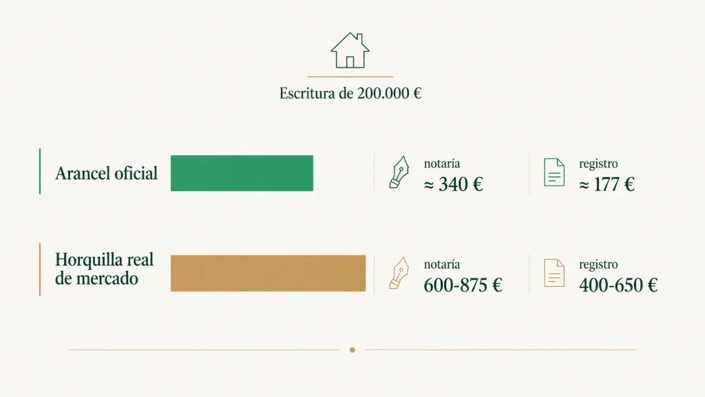 El arancel oficial de notaría y registro frente a la horquilla de precios real del mercado
