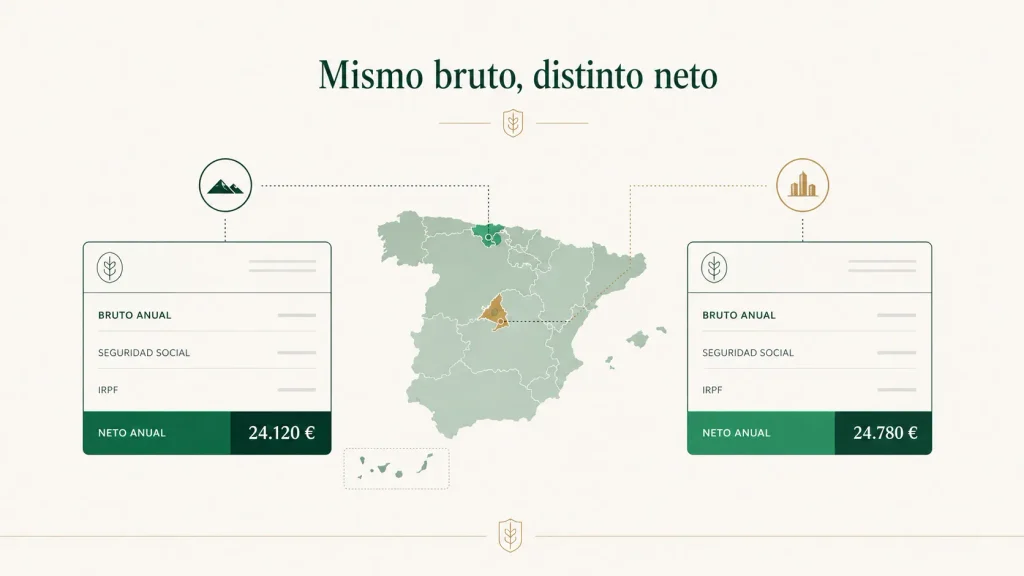 El mismo salario bruto puede dar un neto distinto según la comunidad autónoma
