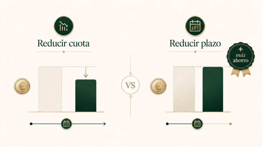 Diferencia entre reducir cuota o reducir plazo al amortizar la hipoteca